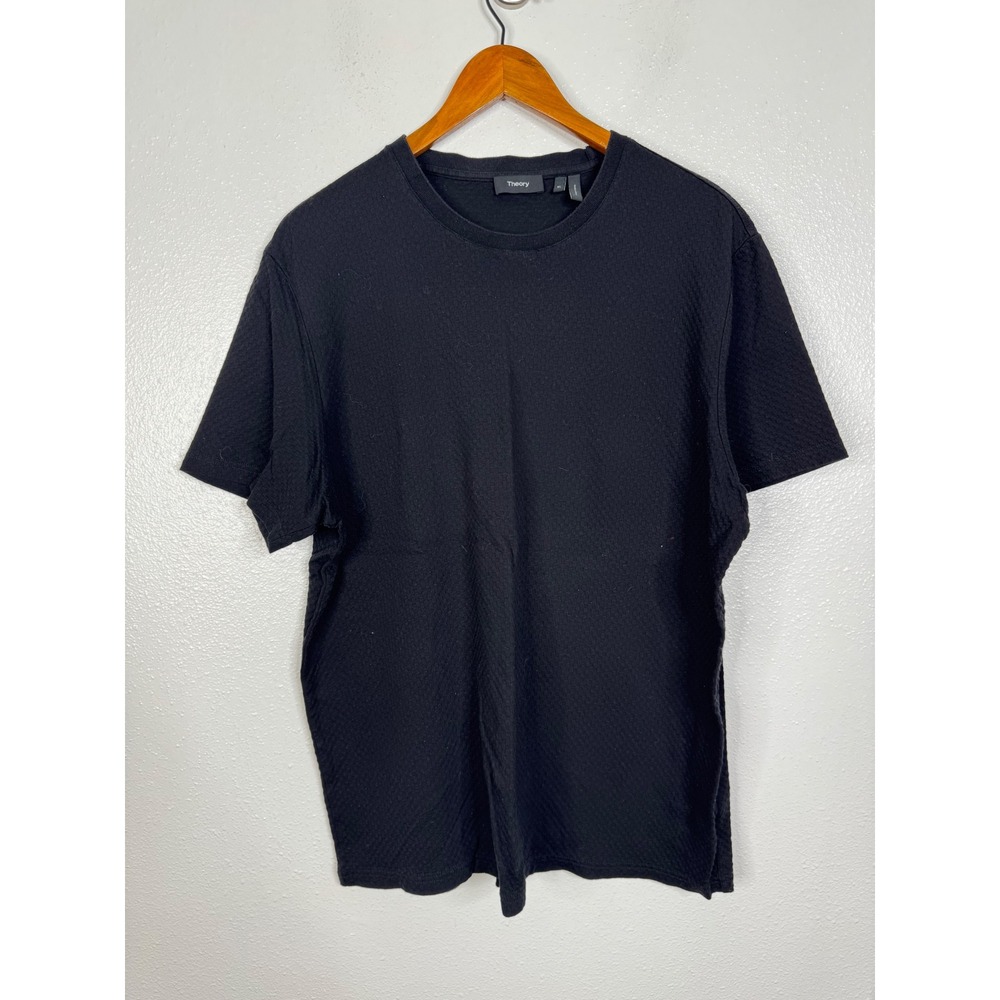 Theory‎ Mens Milan Tee Black Checkerboard Jacquard Cotton T-Shirt XL K0694514
